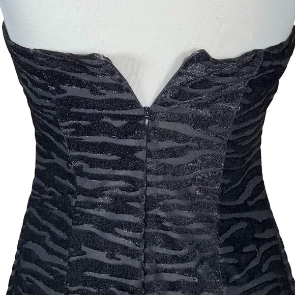 Miscreants Black Velvet Burnout Strapless Mini Dress & Matching Gloves UK14 NWT - Picture 6 of 14